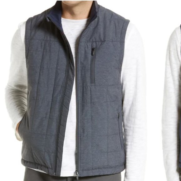 Johnston & Murphy Quilted XC4 Reversible Vest Navy Blue and Gray - Picture 1 of 8